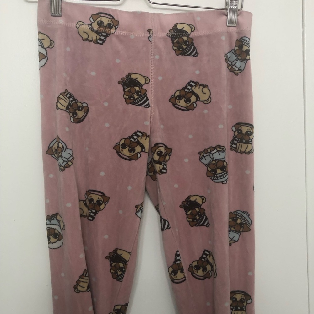 Pink pug pajama pants, size: S